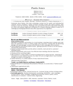 Fashion Retail Resume on Buyer Merchandiser S Resume Cv Resume Sample