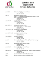 14 Summer Department Dates - Chronological