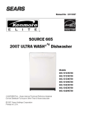 Sears Kenmore Elite Source 665 2007 Ultra Wash HE Dishwasher Service Manual