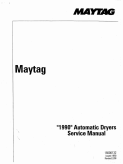 Maytag 1990 Automatic Dryer Repair Service Manual