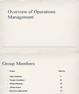 Operation Management  on Overview Of Operations Management Ppt