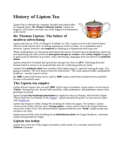 History Lipton  on History Of Lipton Tea