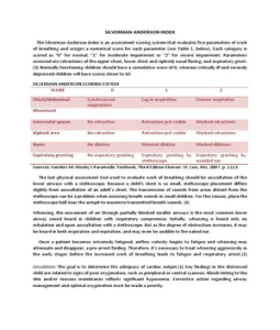 The Silverman-Anderson Index is an assessment scoring system that evaluates The Silverman-Anderson Index is an assessment scoring system that evaluates